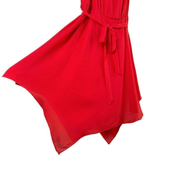 NWT Haute Hippie Red Silk Racer Back Belted Mini Dress Handkerchief Hem,‎ Large - Picture 8 of 12